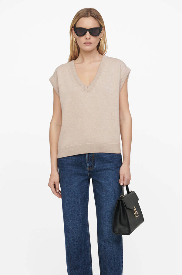 Anine Bing Fiona Sweater Vest, Beige, Women
