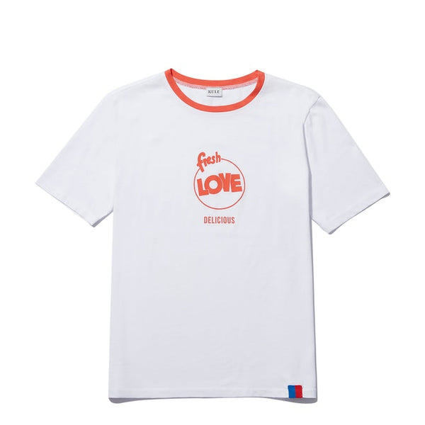 Kule white cotton t-shirt with Love logo, women