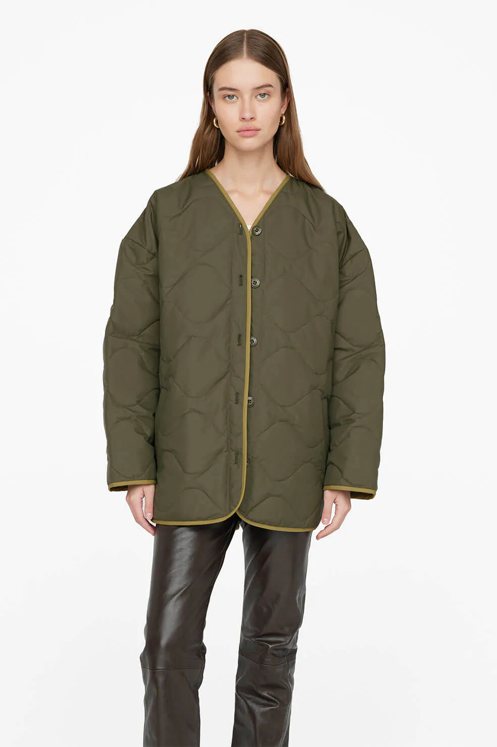 Anine Bing Paddington Raincoat Quilted Jacket Green WearForever