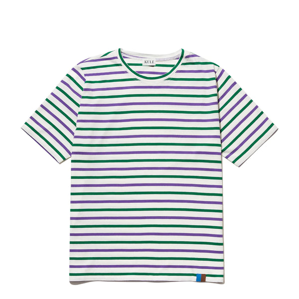 Kule The Modern striped Cotton t-shirt, white/green/grape color, women