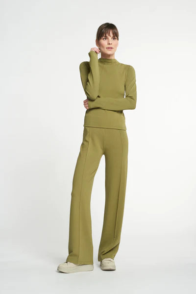 Forest pintuck flare pants - Pale Green