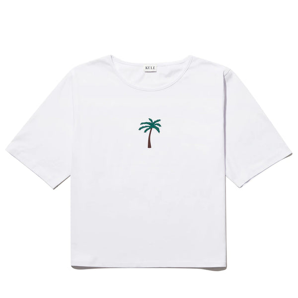 Kule The Palm Tree Baja white Cotton T-short, women