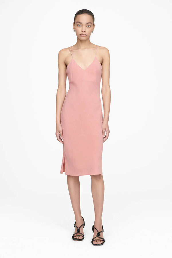 Anine Bing Bay V-neck Slip Dress, Dusty pink