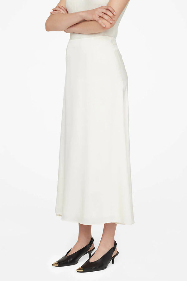 Anine Bing Verne Skirt, Pearl 100% Silk, women