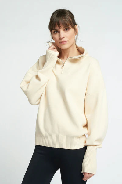 Lune Active Zip knitted sweater Cream White Women