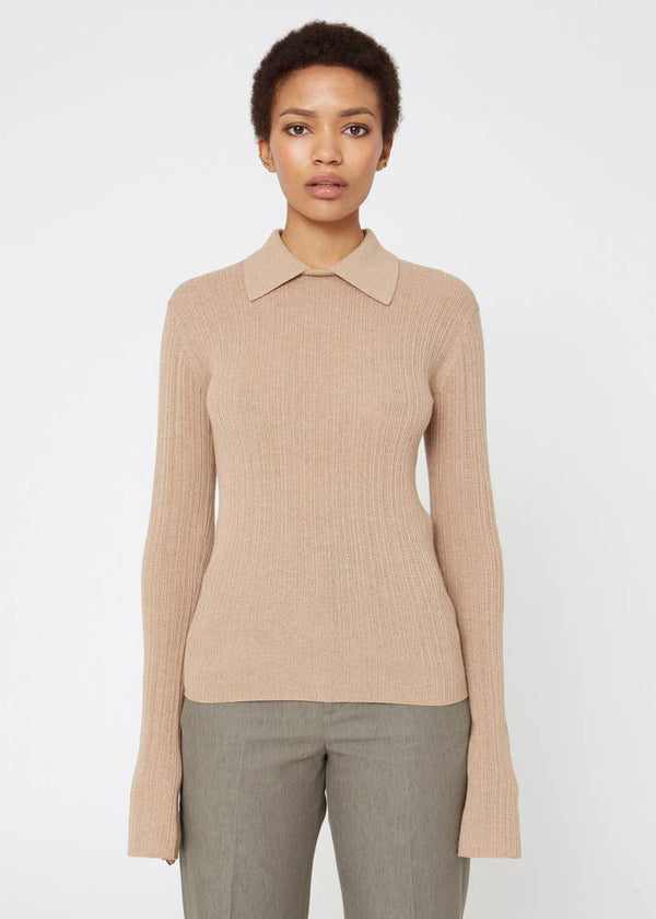 Hope Merino Wool Polo Sweater Beige Women