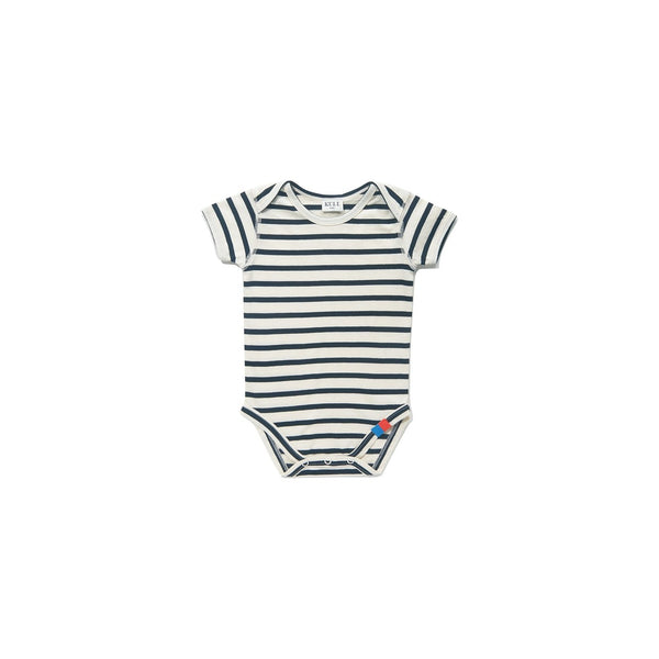 Baby Cream Dark Blue Striped Bodysuit