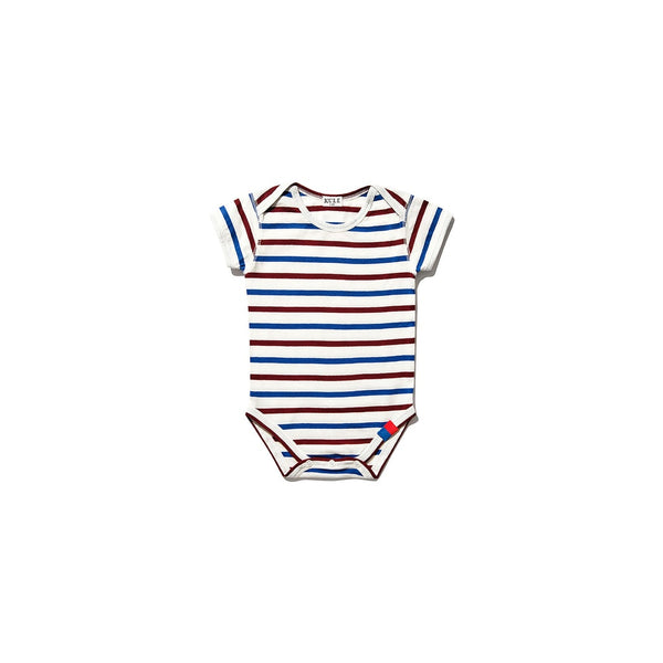 Baby Cream Red Blue Striped Bodysuit