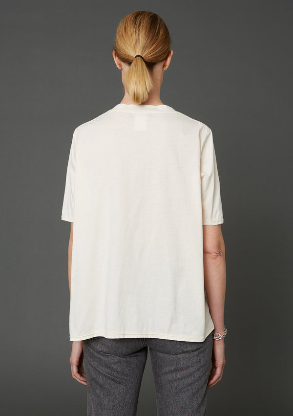 Hope - oversized V-neck T-shirt, Light Beige, Women