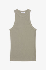 Anine Bing ribbed green Khaki Tank Top with high crew neck