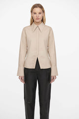 Anine Bing Tiffany pointed collar shirt, beige, Women