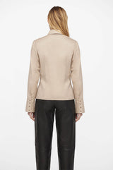 Anine Bing Tiffany pointed collar shirt, beige, Women