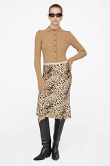 Anine Bing Silk Pencil Erin Skirt, Leopard print