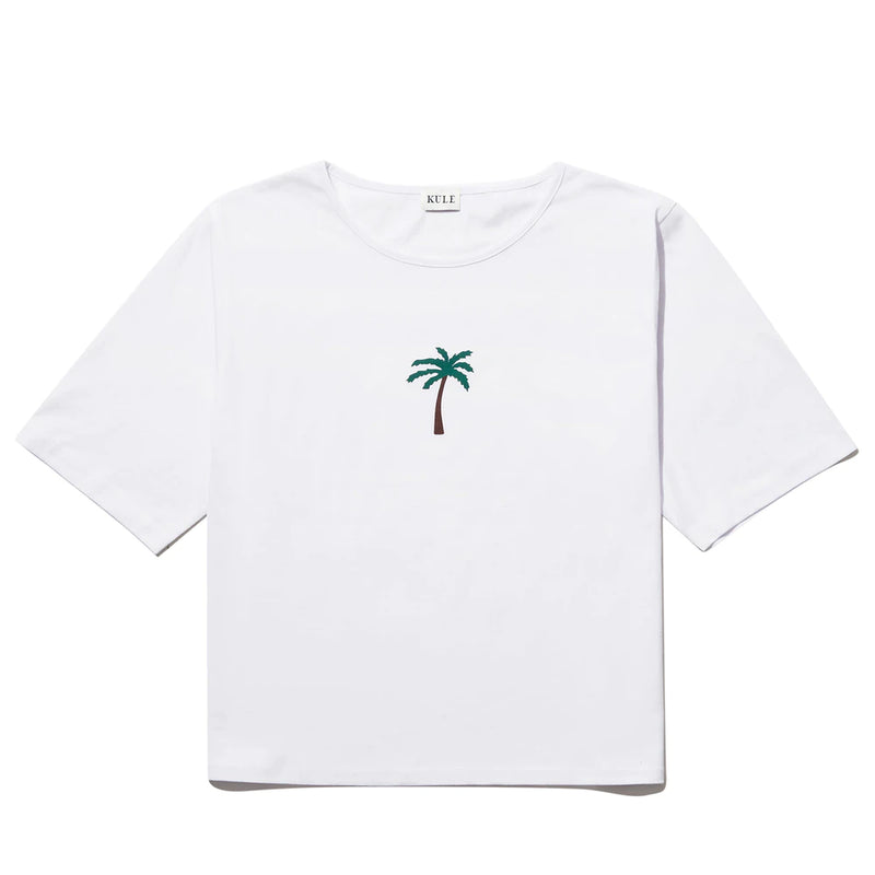 Kule The Palm Tree Baja white Cotton T-short, women