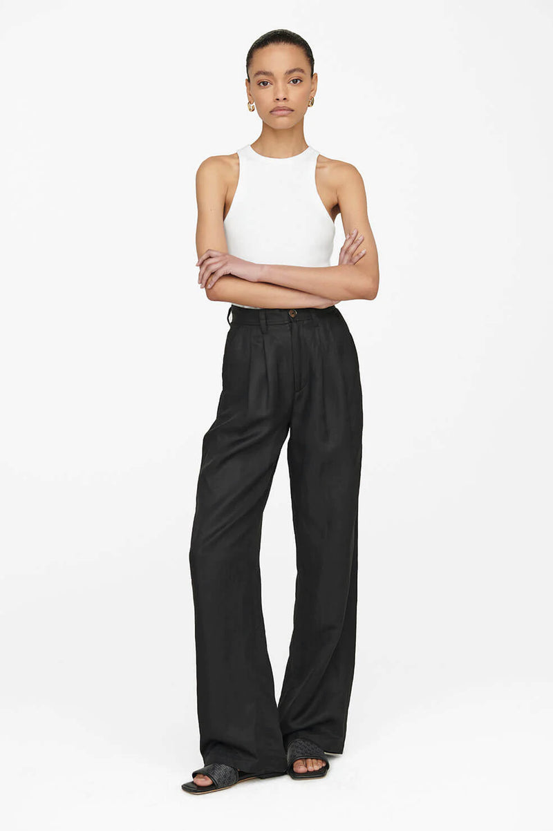 Anine Bing Carrie Pant Wide leg Black Trousers women WearForever