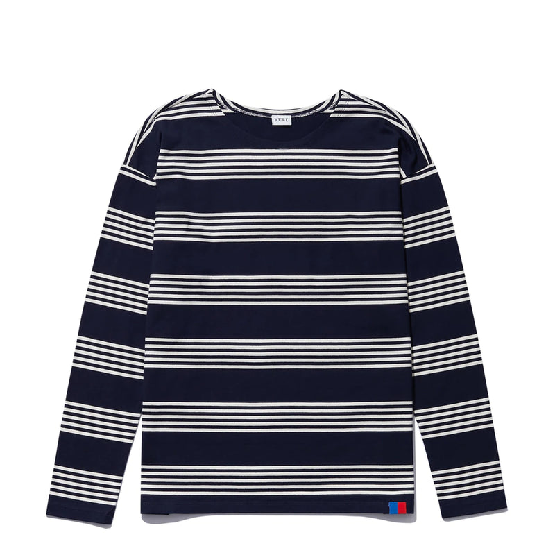 Kule striped boyfriend longsleeve women, navy cream