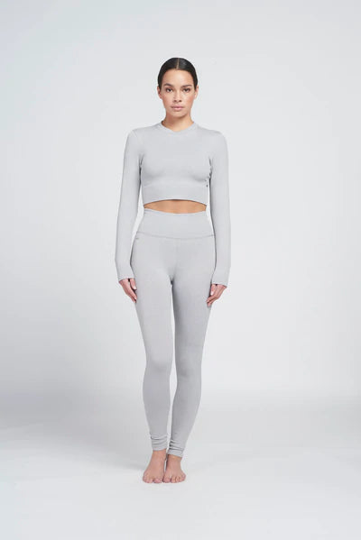 Luna high-waisted rib legging - Grey Melange