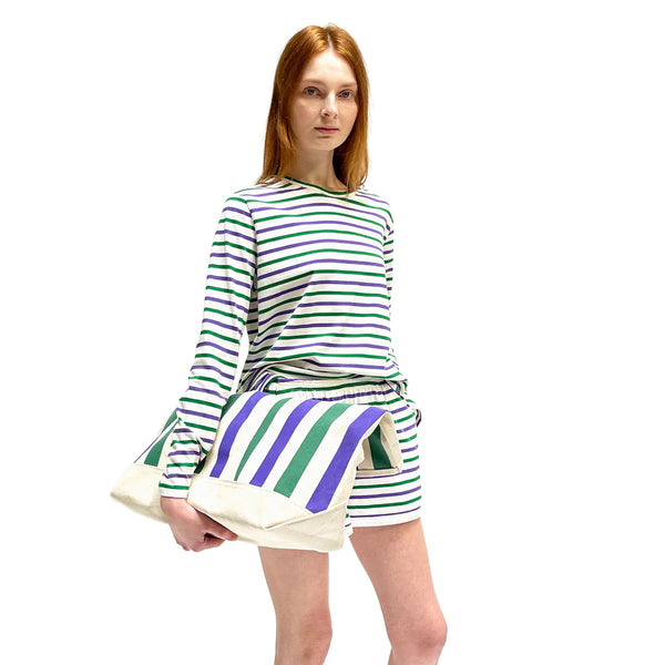 Kule striped The Modern Longsleeve, white/green/grape, women