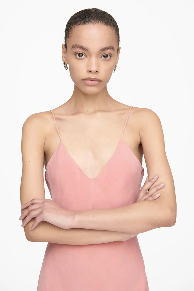 Anine Bing Bay V-neck Slip Dress, Dusty pink