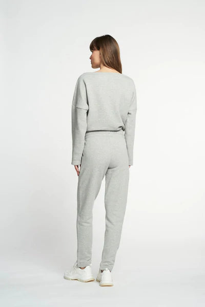 Katie cotton blend oversized crew - Grey Melange