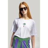 Kule The Palm Tree Baja white Cotton T-short, women