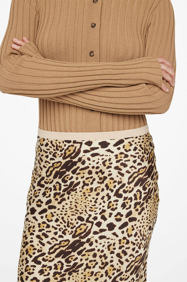 Anine Bing Silk Pencil Erin Skirt, Leopard print