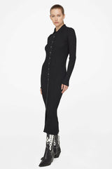 Anine Bing Joslyn knitted wide-rib cardigan dress, black, women