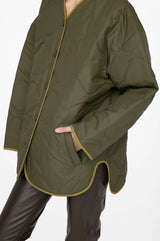 Anine Bing Paddington Raincoat, Quilted Jacket, Green