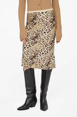 Anine Bing Silk Pencil Erin Skirt, Leopard print