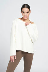 Katie cotton blend oversized crew - Cream White