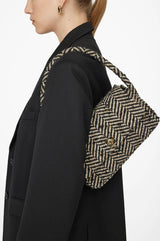 Anine Bing Nico Bag Cream and Black Fishbone