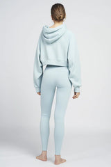 Katie cotton blend cropped hoodie - Ice Blue