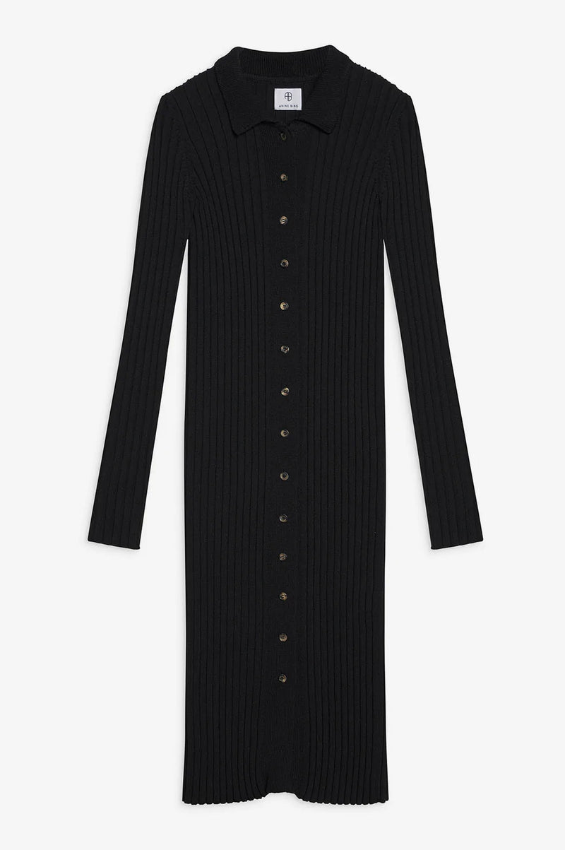 Anine Bing Joslyn knitted wide rib cardigan dress black women