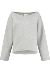 Katie cotton blend oversized crew - Grey Melange