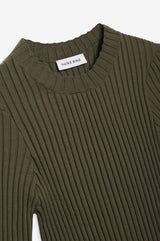 Anine Bing Cecily ribbed knit Top, Olive, Women