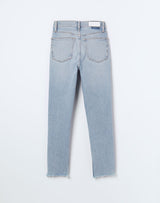 ReDone stretch high rise cropped light Blue Jeans with raw hem