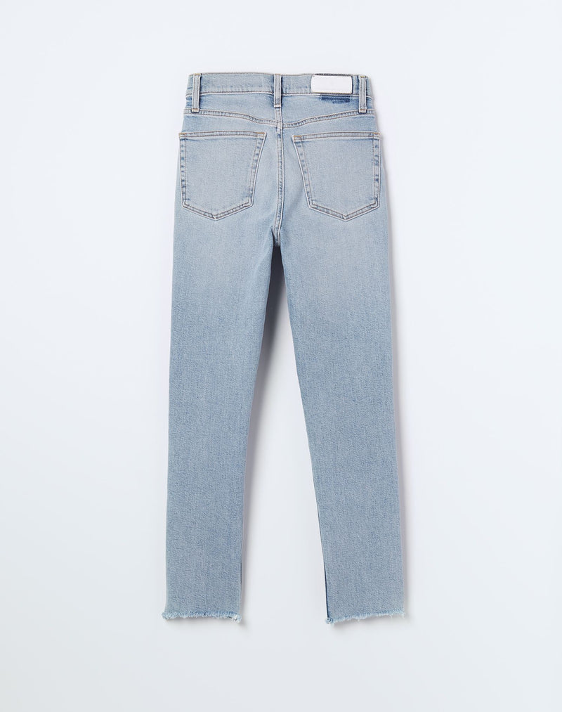 ReDone stretch high rise cropped light Blue Jeans with raw hem