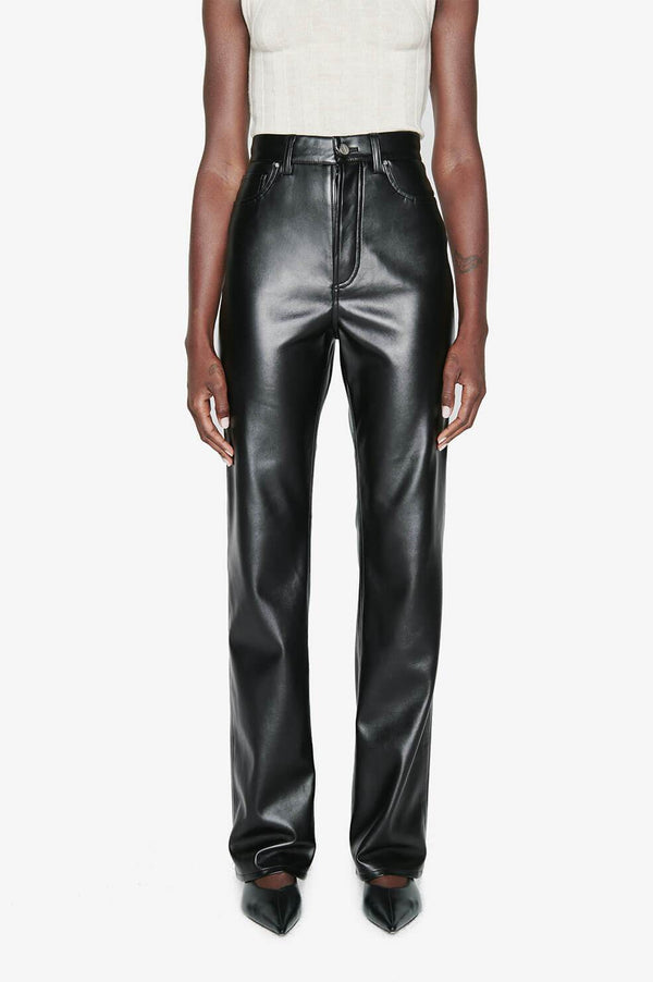 Anine Bing vegan leather black pants