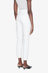 Anine Bing ultra high rise waist cropped slim straight white jeans