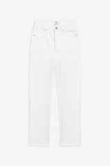 Anine Bing ultra high rise waist cropped slim straight white jeans