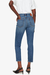 Anine Bing ultra high rise waist cropped slim fit Blue Jeans