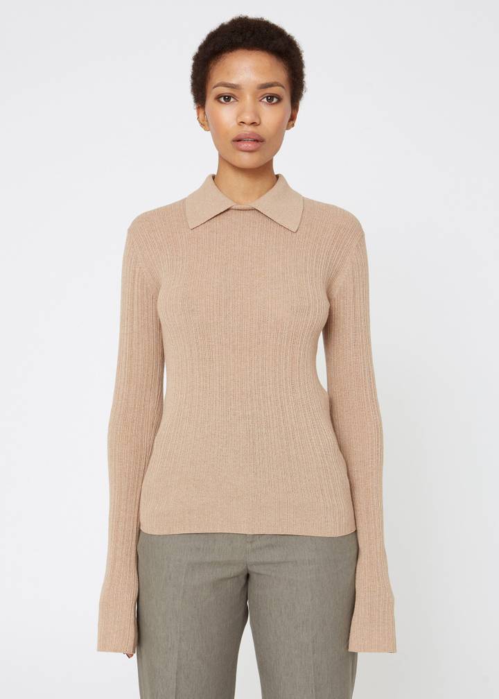 Hope Merino Wool Polo Sweater Beige Women