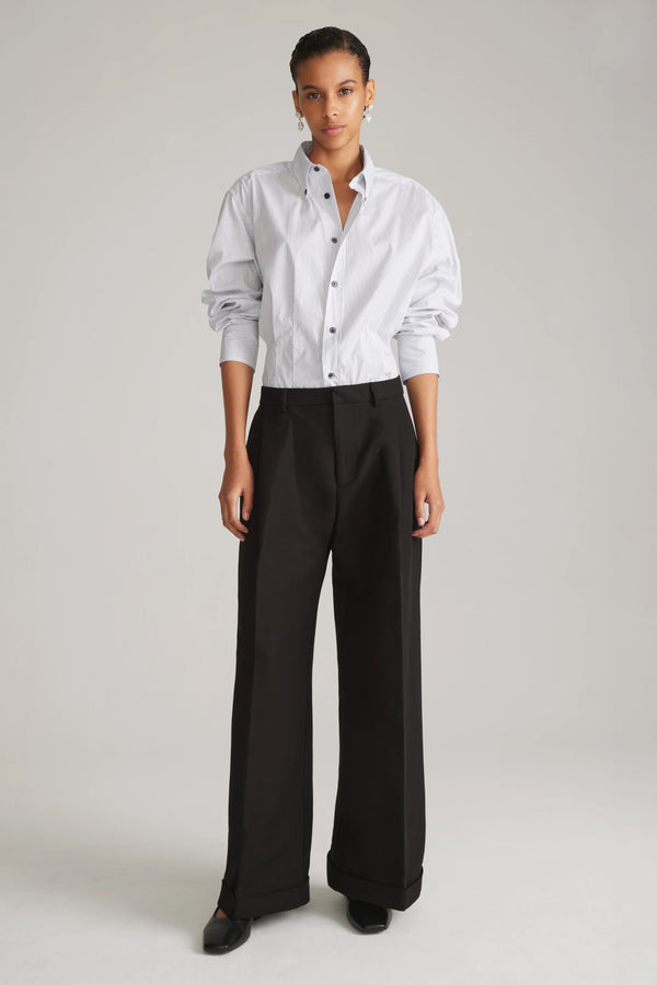 Single Pleated Trousers Cotton Silk Check Ivory – SUKETDHIR