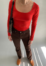 Hope Scoop Top, red longsleeve, Women