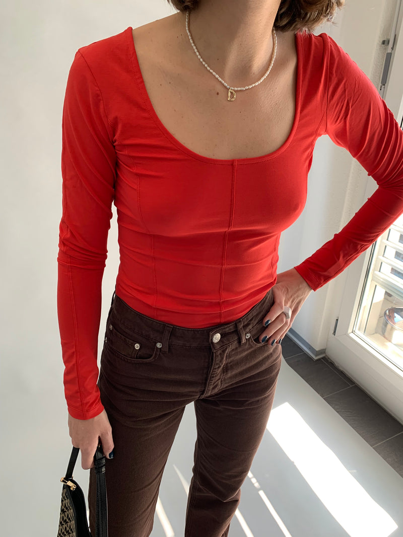 Hope Scoop Top, red longsleeve, Women