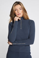 Lune Active, zipper Longsleeve, Women, Blue