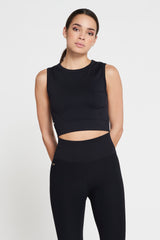 Lune Active sleeveless crop black top