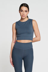 Lune Active sleeveless crop blue top