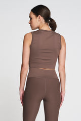 Lune Active sleeveless crop Brown top