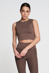 Lune Active sleeveless crop brown top